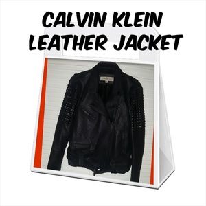 Nwot Calvin Klein Studded Leather Jacket Suze Med.